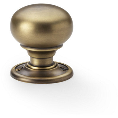 SOLID BRASS Mortice Smooth Mushroom Door Knob - Antique Brass 41mm Diameter