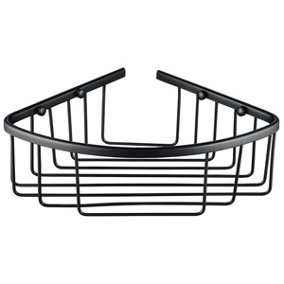 Solid Brass Single Corner Black Shower Basket