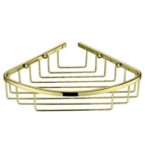 Solid Brass Single Corner Gold Shower Basket