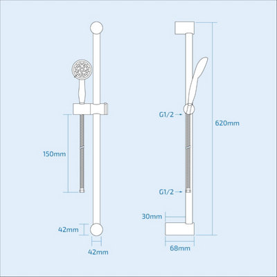 Solid Brass Slider Rail Shower Kit Thermostatic Valve Chrome + Easy Fit