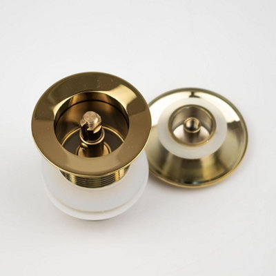 Solid Brass Slotted Sink Plug, Round Mushroom Head, Dome Shape, Gold ...