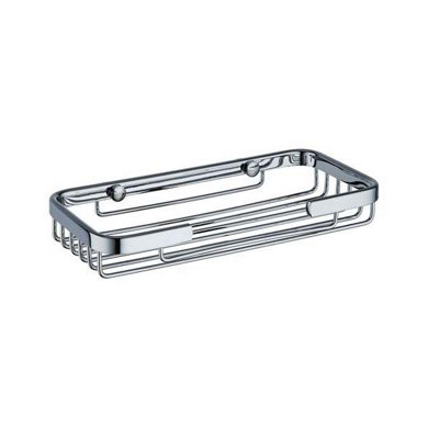 Solid Brass Small Rectangular Chrome Wire Shower Basket