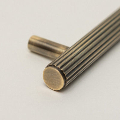 Solid Brass Straight Knurled Kitchen Pull Handles & Knobs - Antique ...