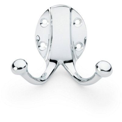 SOLID BRASS Traditional Double Robe Hook - Wall Mounted Holder ...
