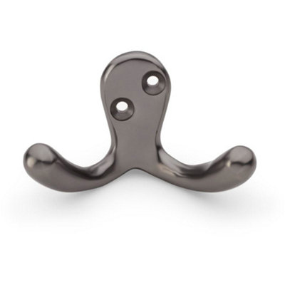 SOLID BRASS Victorian Double Robe Coat Hook - Wall Mounted Holder Dark Bronze