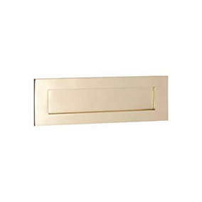SOLID BRASS VICTORIAN LETTERBOX FINISHED IN POLISHED SATIN BRASS LETTER PLATE (10''X3'')
