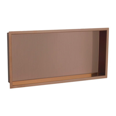 Solid Brass Wet Room Shower Niche Recessed Storage Shelf in Brushed Bronze - 300x600mm