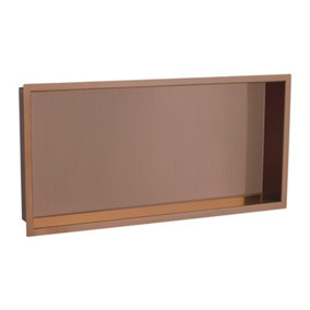 Solid Brass Wet Room Shower Niche Recessed Storage Shelf in Brushed Bronze - 300x600mm