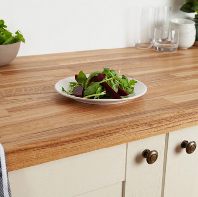 Solid Farmhouse Oak Wood Worktop 3M x 635mm x 40mm - Premium Real Wooden Timber Kitchen Countertop