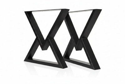 Solid French Oak Dining Table 280x110cm, Twin Triangle Steel Legs ...