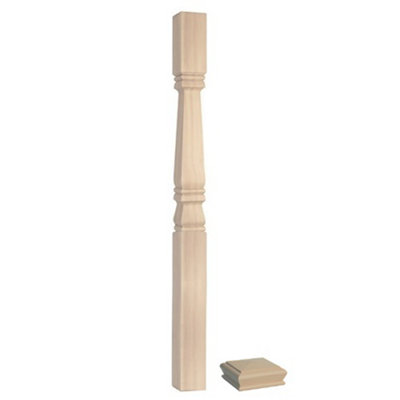 Solid Hemlock Newel Post Provincial 90mm Inc Cap UK Manufactured Traditional Products Ltd