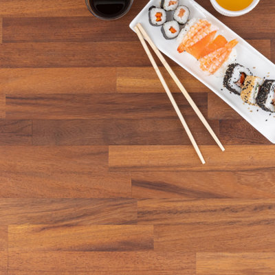 Solid Iroko Kitchen Worktop - 2000mm x 620mm x 27mm - Premium Wood Worktops 2m Iroko Wooden Timber Counter Tops, Wood Block Stave