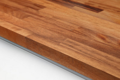 Solid Iroko Wood Worktop 3M x 635mm x 40mm - Premium Real Wooden Timber Kitchen Countertop