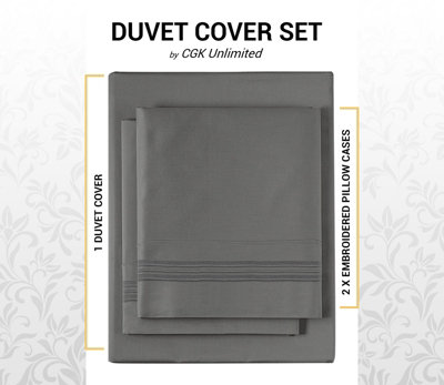 Solid Luxury Microfiber King Duvet Cover Set Lightweight Durable ...