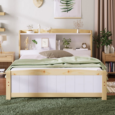 Double bed frame with storage and headboard discount
