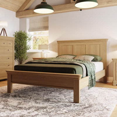 Solid Oak Bed Frame UK Double 4FT6 Low Natural Oak Finish