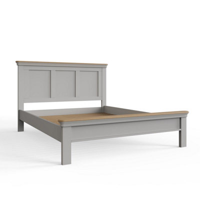 Solid Oak Bed Frame UK King Size 5FT Low Grey Painted Finish