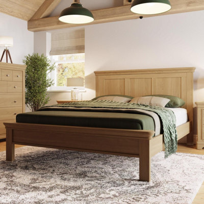 Solid Oak Bed Frame UK King Size 5FT Low Natural Oak Finish