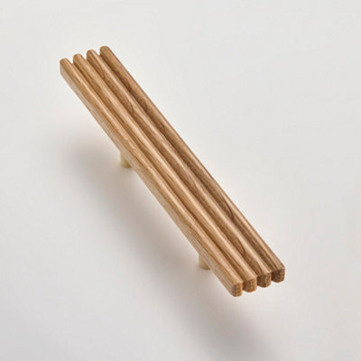 Solid Oak & Brass Handle - Foley 200mm Clear Lacquer