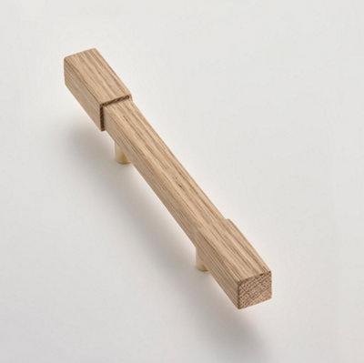 Solid Oak & Brass Handle - Wychbury 200mm Unfinished