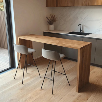 Solid Oak Breakfast Bar Table - Oak Legs