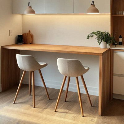 Solid Oak Breakfast Bar Table - Oak Legs