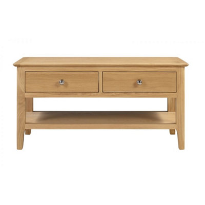 Solid Oak Coffee Table with 2 Drawers