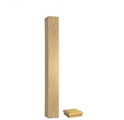 Solid Oak Complete Newel Post 70mm x 70mm x 1200mm Inc Cap UK Manufactured Traditional Products Ltd