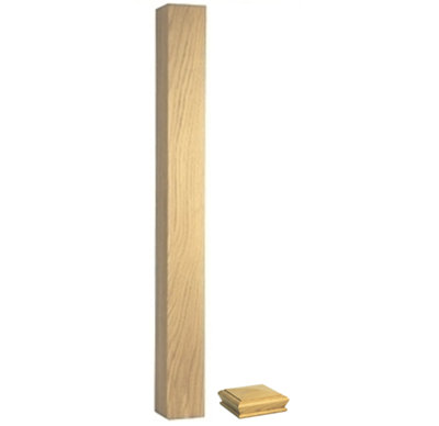 Solid Oak Complete Newel Post 70mm x 70mm x 1400mm Inc Cap UK Manufactured Traditional Products Ltd