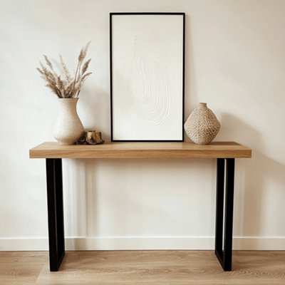 Solid Oak Console Entrance Table - U Legs