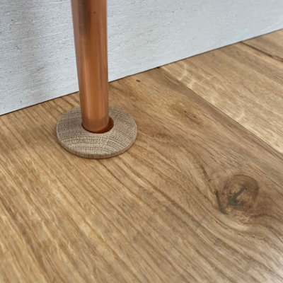 Solid Oak Flat Pipe Ferrule - Unfinished - 18x44mm - 2 Pack