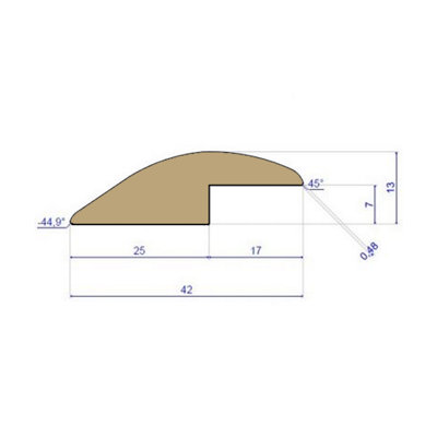 Solid Oak Flooring Ramp Threshold - Unfinished - 7mm - 0.9m Length
