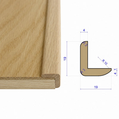 Solid Oak L-Bead 19 x 19mm - 0.9m Length - Unfinished
