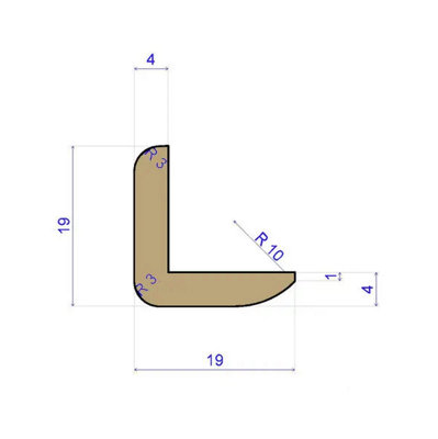 Solid Oak L-Bead 19 x 19mm - 0.9m Length - Unfinished