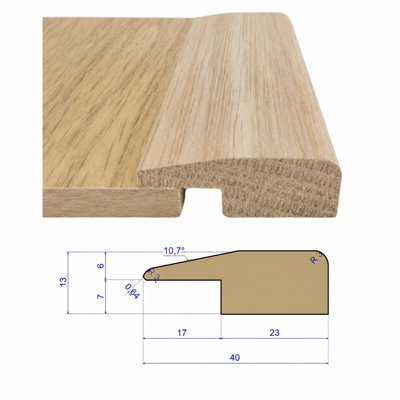 Solid Oak L-Section Threshold - Unfinished - 7mm - 2.4m Length