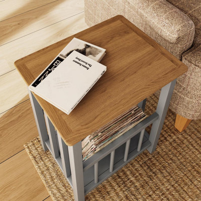 Oak magazine store side table