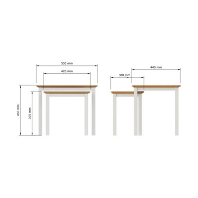 Solid Oak Nest Of 2 Tables Cream Linen Ready Assembled