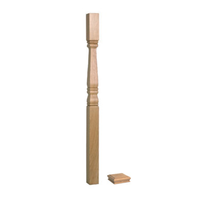 Solid Oak Provincial Newel Post 90mm x 90mm x 1400mm Inc Cap UK Manufactured Traditional Products Ltd