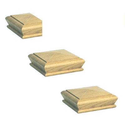 Solid Oak Pyramid Cap Pack Suits 90mm Newel Post (L)115mm (W)115mm UK Manufactured Traditional Products Ltd