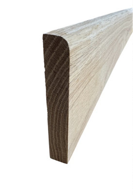 Solid Oak Skirting Board Rounded bull-nose Unfinished 5 Pack (L) 2400mm x (W) 95mm x (T) 20mm