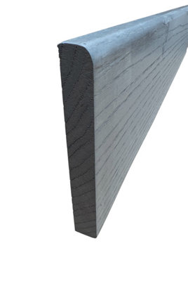Solid Oak Skirting Board Rounded Edge Grey Oak Finish (L) 2400mm x (W) 145mm x (T) 20mm