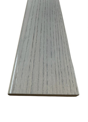 Solid Oak Skirting Board Rounded Edge Grey Oak Finish (L) 2400mm x (W) 145mm x (T) 20mm
