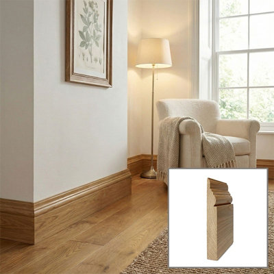 Solid Oak Skirting Boards 2.4m SK10 95mm - Pack of 3 UK Manufactured Traditional Products Ltd