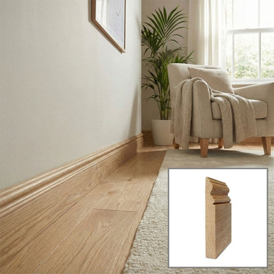 Solid Oak Skirting Boards 3.0m SK1 70mm - Pack of 3 UK Manufactured Traditional Products Ltd