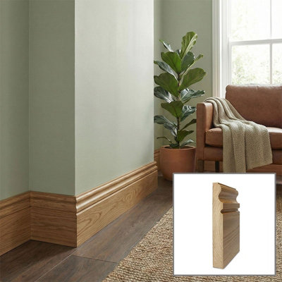 Solid Oak Skirting Boards 3.0m SK11 70mm - Pack of 3 UK Manufactured Traditional Products Ltd