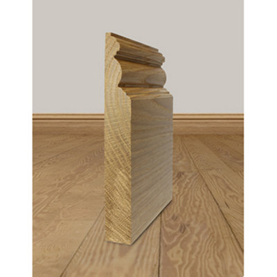 Solid Oak Skirting Boards 3.0m SK7 125mm - Pack of 3 UK Manufactured Traditional Products Ltd