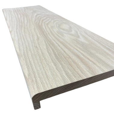 Solid Oak staircase cladding treat with lip bullnose (L) 1000mm x (W ...