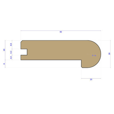 Solid Oak T&G Nosing 82x28mm - Lacquered - 20mm Floors - 2.44m