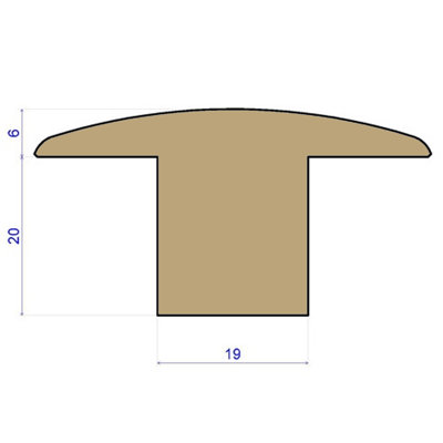 Solid Oak T-section Threshold - Unfinished - 20mm - 2.44m Length