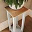 Solid Oak Tall Side Table Cream Linen Ready Assembled